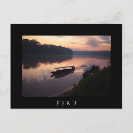 Cartão Postal Barco no rio da Floresta Amazônica Cartaz Negro