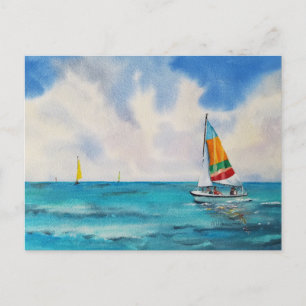 Cartão Postal Barco Watercolor