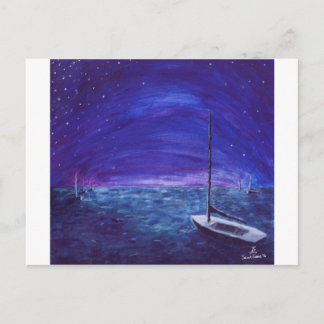 Cartão Postal Barcos à Noite