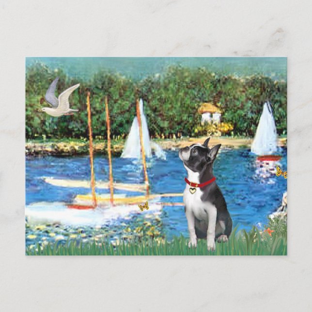 Cartão Postal Barcos à vela - Boston Terrier #@ (Frente)