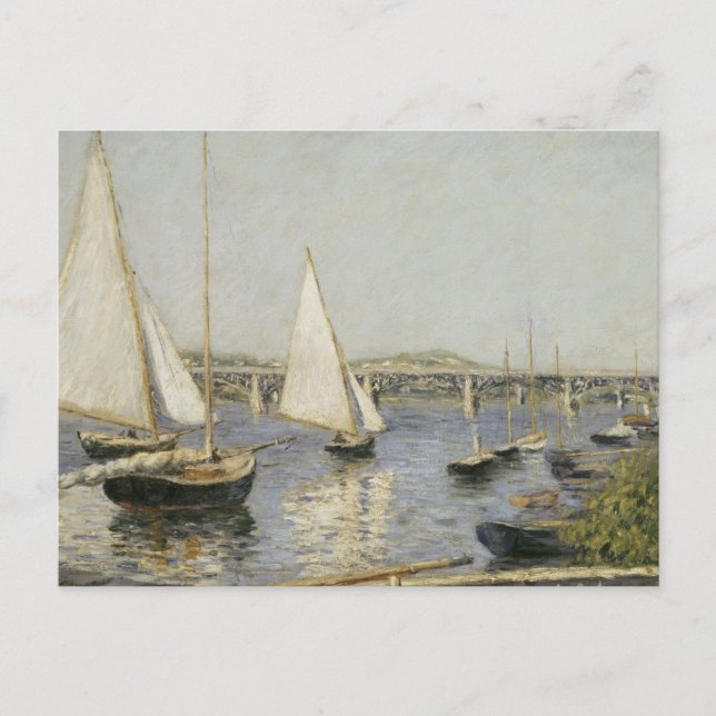 Cartão Postal Barcos à vela em Argenteuil por Gustave Caillebott (Frente)