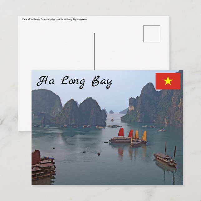 Cartão Postal Barcos à vela em Ha Long Bay - Vietname, Ásia (Frente/Verso)