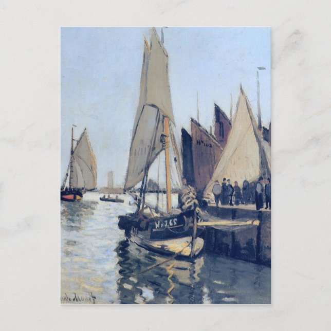 Cartão Postal Barcos à Vela em Honfleur por Claude Monet (Frente)