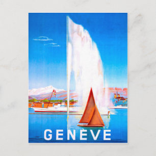 Cartão Postal Barcos à vela no lago de Genebra, Suiça, colheit