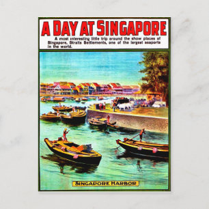 Cartão Postal Barcos à vela no porto de Singapura, viagens vinta