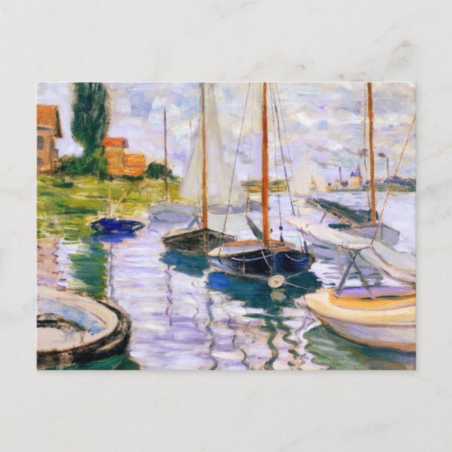 Cartão Postal Barcos à vela no Sena do Petit Claude Monet (Frente)