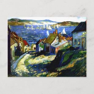 Cartão Postal Barcos à vela pelo porto, pintura de arte