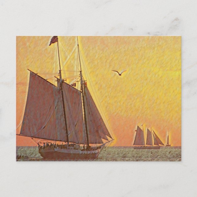 Cartão Postal Barcos à vela pintados (Frente)