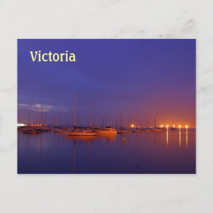 Cartão Postal Barcos à vela Victoria em marina ao pôr do sol car