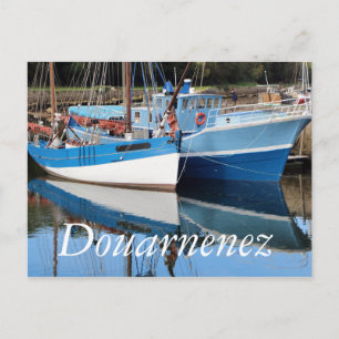 Cartão Postal Barcos antigos no porto de Douarnenez