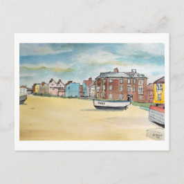 Cartão Postal Barcos de Aldeburgh na Praia Suffolk Arte Costeira