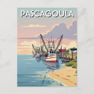 Cartão Postal Barcos de camarão em Pascagoula Mississippi