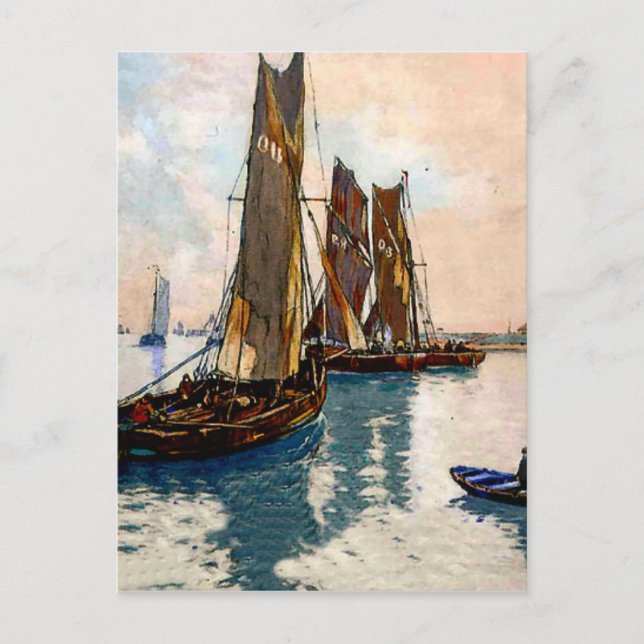 Cartão Postal Barcos de pesca franceses 1925 (Frente)