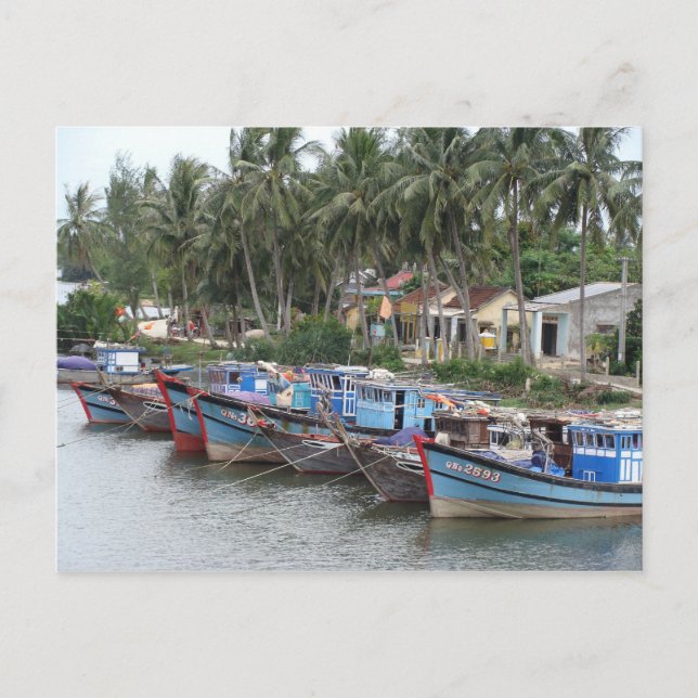 Cartão Postal Barcos De Pesca, Hoi An, Vietname (Frente)