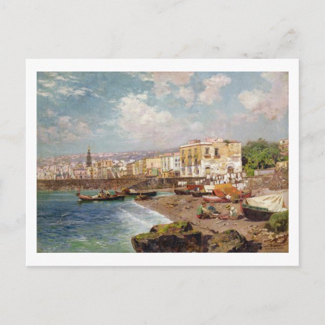 Cartão Postal Barcos de Pesca na Praia de Marinella, Nápoles (o (Frente)