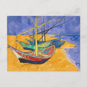 Cartão Postal Barcos de Pesca na Praia por Vincent Van Gogh