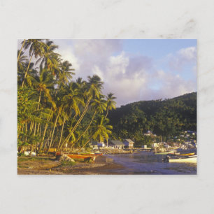 Cartão Postal Barcos de pesca, Soufriere, Rua Lúcia, Caribe