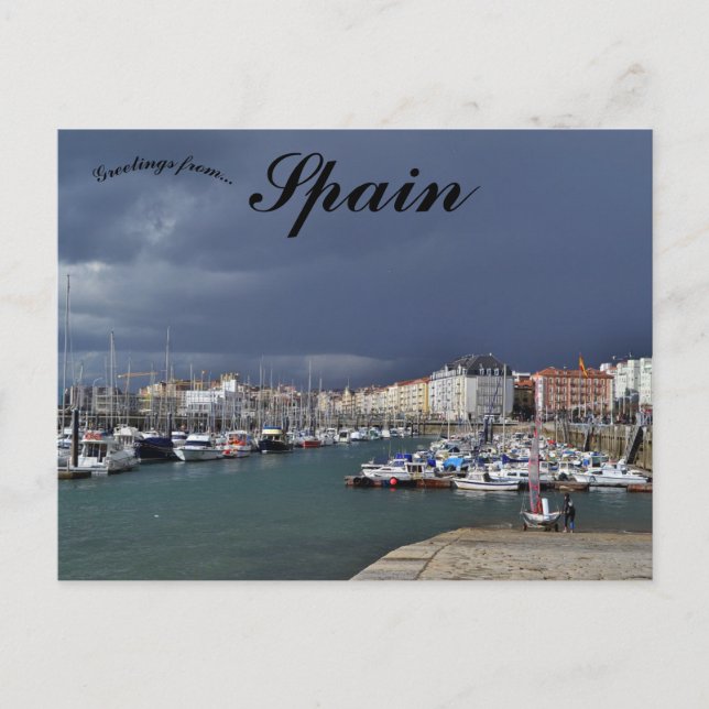 Cartão Postal Barcos em Santander Cantabria Espanha (Frente)