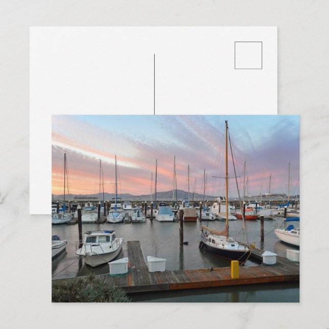 Cartão Postal Barcos na marina (Frente/Verso)