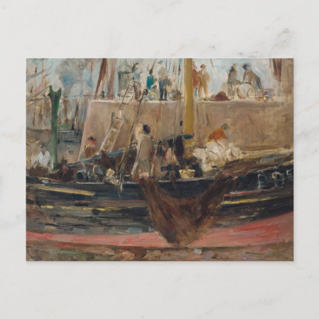 Cartão Postal Barcos no Cais | Berthe Morisot (Frente)