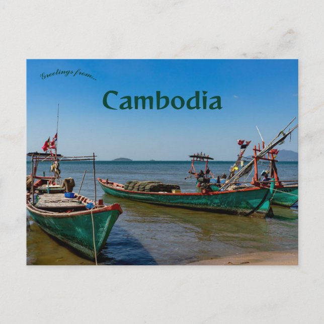 Cartão Postal Barcos no Camboja (Frente)