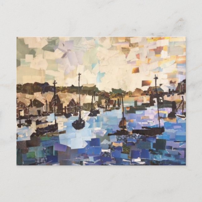 Cartão Postal Barcos no Lago Erie Colagem em Papel Cartão-Postal (Frente)