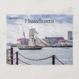 Cartão Postal Barcos no Porto de Boston, Massachusetts