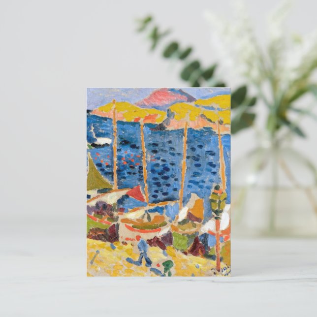 Cartão Postal Barcos no Porto de Collioure | Andre Derain | (Em pé/Frente)