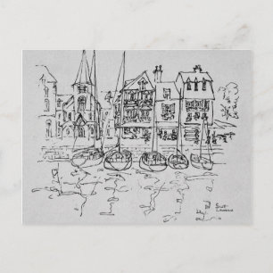 Cartão Postal Barcos no porto de Honfleur   Noruega, França