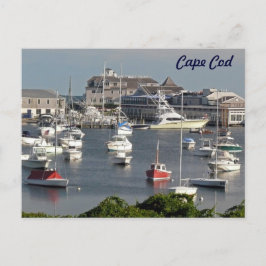 Cartão Postal Barcos num porto de Cabo Cod durante o Verão