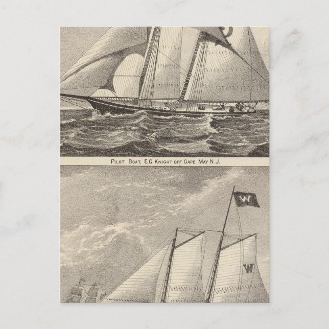 Cartão Postal Barcos-piloto EG Knight e Whilldin (Frente)