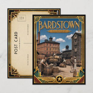 Cartão Postal Bardstown Kentucky Arte Deco Vintage Idade Dourada