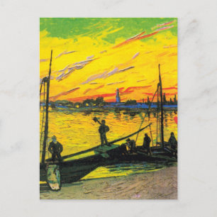 Cartão Postal Bargas de carvão (F437) Van Gogh de arte fina