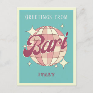 Cartão Postal Bari Itália disco Retro Vintage Postcard
