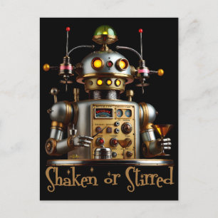 Cartão Postal Barman Robô Futurístico "Shaken ou Stirred"