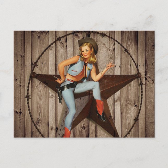 Cartão Postal Barn Wood Texas Star West Country Cowgirl (Frente)