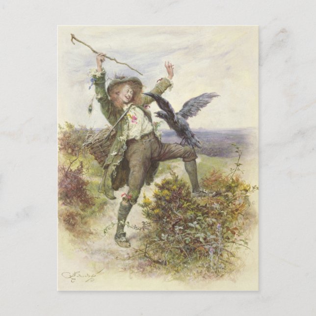 Cartão Postal Barnaby Rudge e Raven Grip (Frente)