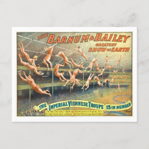 Cartão Postal Barnum & Bailey Acrobats Vintage Circus Poster