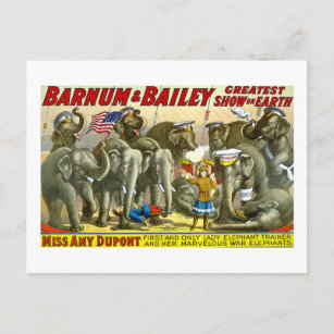 Cartão Postal Barnum & Bailey - elefantes