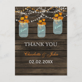 Cartão Postal Barnwood fall deixa o Mason Jars