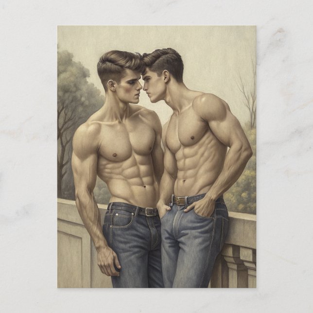 Cartão Postal Baroque Affection: A Painterly Romantic Encounter (Frente)