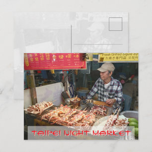 Cartão Postal Barraca de comida do mercado noturno de Taipei Tai