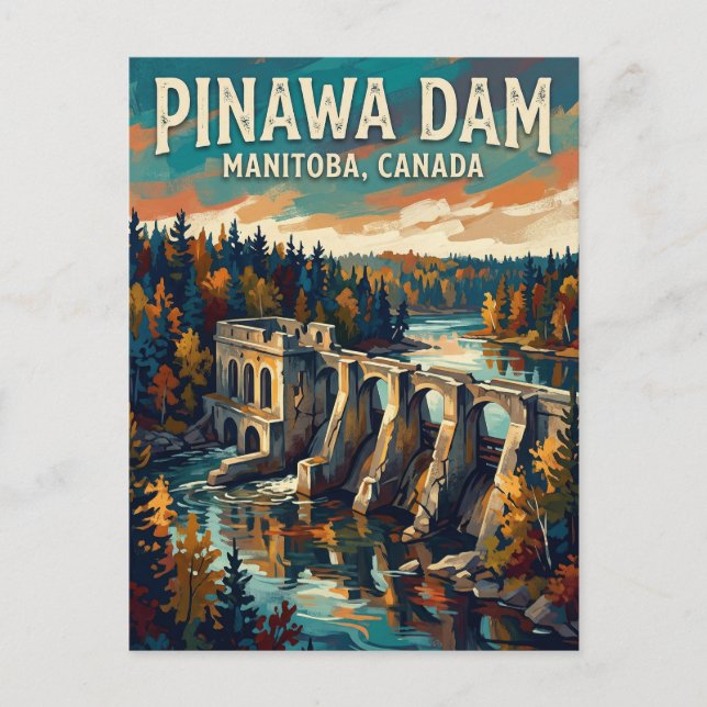 Cartão Postal Barragem de Pinawa Canadá (Frente)
