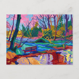 Cartão Postal Barragem de Willow Hall Sowerby Bridge Arte Fauvis