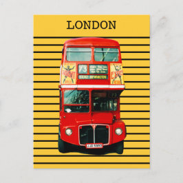 Cartão Postal Barramento de Londres Retroativo em Fundo Amarelo