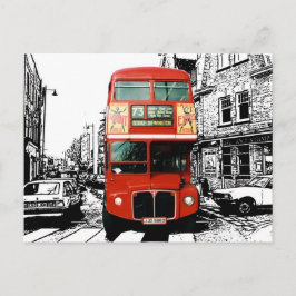 Cartão Postal Barramento Retroativo de Londres sobre fundo branc