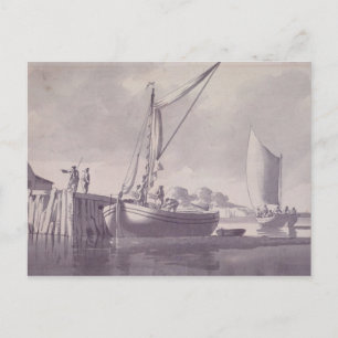 Cartão Postal Barras à vela se aproximando de um cais