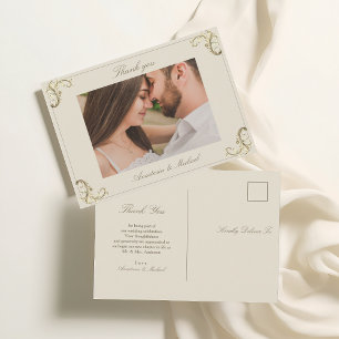 Cartão Postal Barroco Antigo Obrigado Casamento Dourado