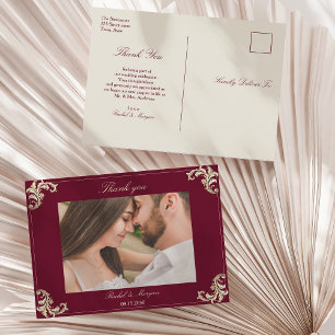 Cartão Postal Barroco Borgonha Ouro Casamento Obrigado