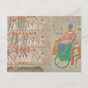 Cartão Postal Bas-alivio em Medynet-Abou, Palácio dos Reis em